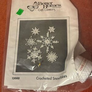 Better Homes & Gardens craft creation, crocheted snowflakes kit